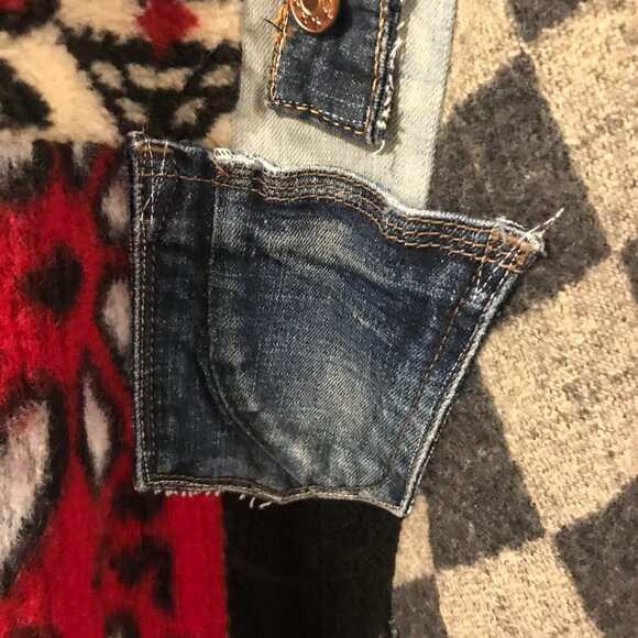 wool tunic/sweater women's size M patchwork midi boho art to wear chunky Retro - Picture 7 of 13